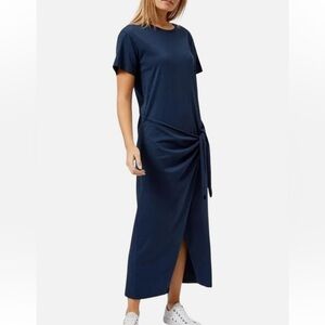 Polo Ralph Lauren Sheath Dress Navy | 100% Cotton Short Sleeve Tie Waist| Size L